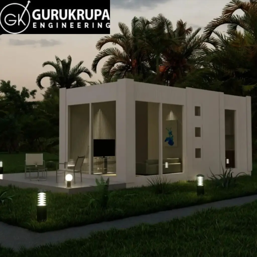 Portable modular office cabin with modern design for site workspace
